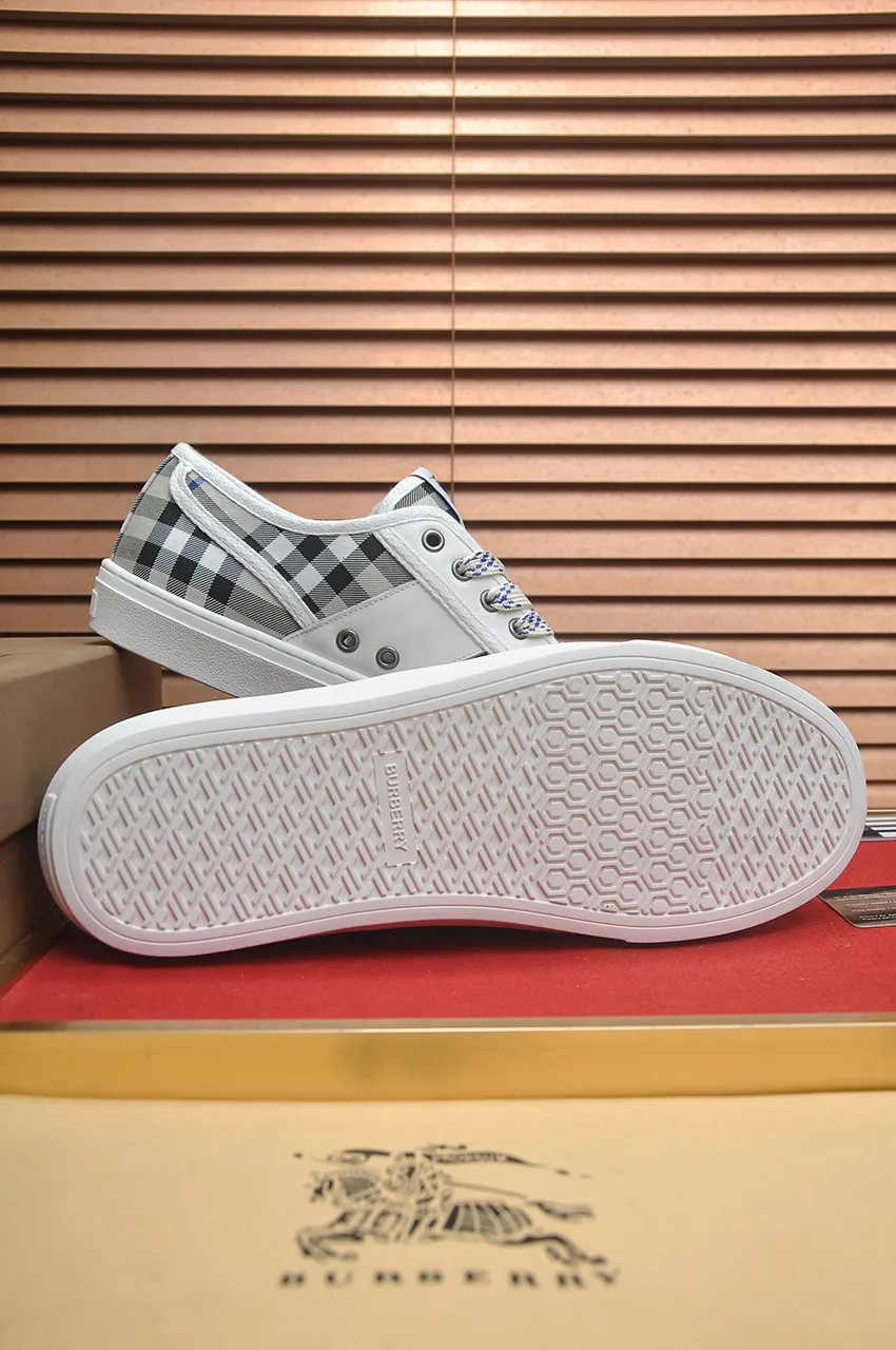 Men's shoes💰460💶【Burberry】Classic low-top sneakers｜Imported cowhide with classic plaid fabric｜Cow leather lining｜Original outsole｜Fine workmanship and comfortable to wear Size: 38-44 (customized at 45)